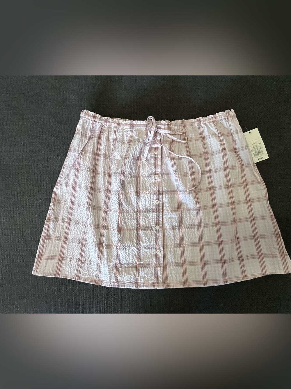 Light Pink Plaid Button-Front Women's Skirt Large